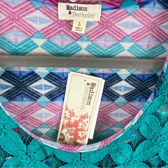 Madison & Berkeley NWT Layered Colorful Lightweight Tank Top Lace Detail Size L - Picture 5 of 6